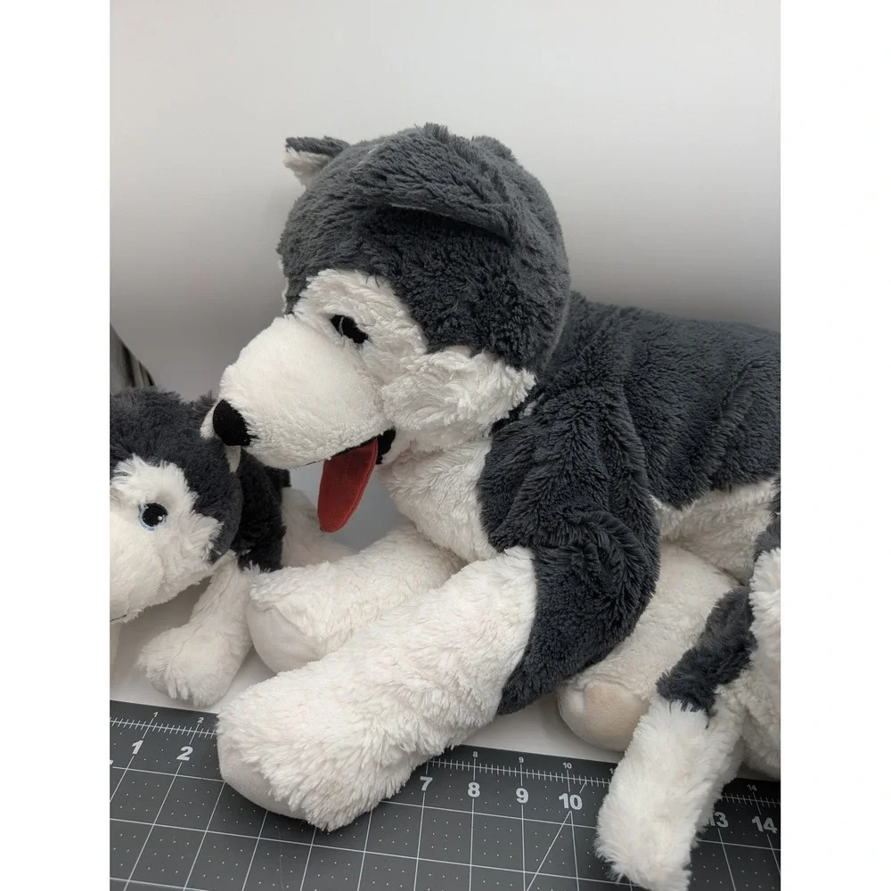 IKEA LIVLIG Husky Plush Dog Lot Grey White Large Small Mom Puppies